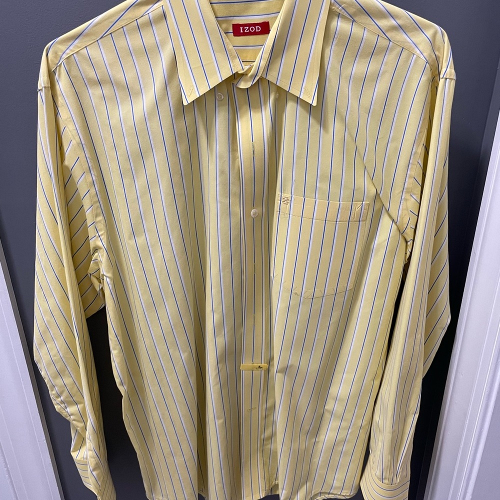 Yellow stripped IZOD button down